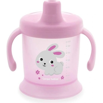 Canpol babies Неразливаща се чаша с твърд накрайник и капаче Canpol - Bunny and Company, 200 ml, Розова (31/300_pin)