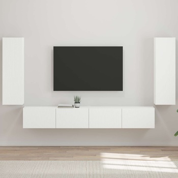 vidaXL Комплект за стена на телевизор 4 pcs Лъскаво бяло (3408929)