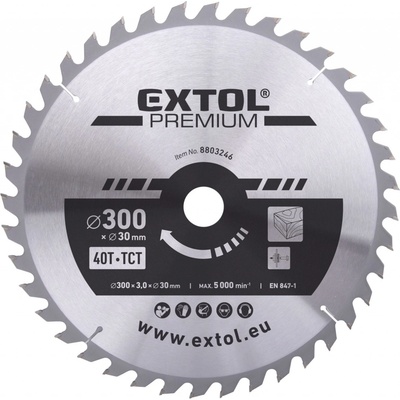 EXTOL PREMIUM Kotouč pilový s SK plátky, O 300x3,0x30mm, 40T (8803246)