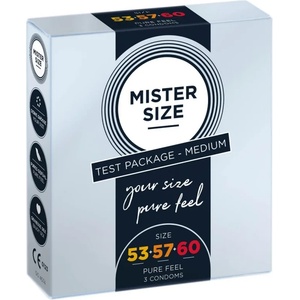  Кондоми с различен размер, 3 броя - Mister Size 53-57-60mm (MISTER5360)