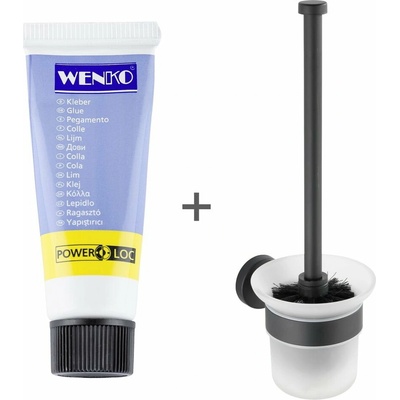 Wenko Matne čierna samodržiaca sklenená WC kefa Bosio
