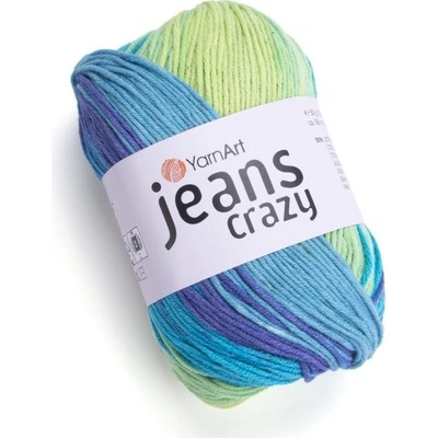 YarnArt Jeans crazy 8218 modro-zelenožlutá