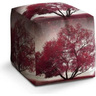 Sablio Taburet Cube Červený strom: 40x40x40 cm