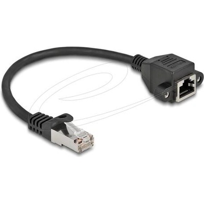 Delock Мрежов кабел удължителен S/FTP RJ45 мъжко към RJ45 женско, Cat. 6A, 25 cm, черен (DELOCK-86998)