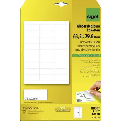 Sigel LA210 etikety 63,5 x 29,6 mm papír bílá 675 ks