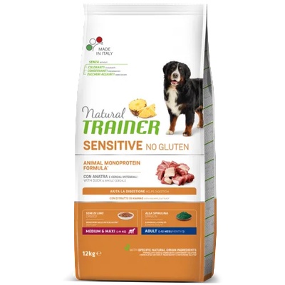 Dog Sensitive No Gluten Medium & Maxi Adult with Duck - храна за пораснали кучета, БЕЗ ГЛУТЕН, над 1 година, от средни и едри породи, с чувствителни стомаси, с патица - 12 кг, Италия - 925252