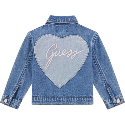 GUESS Нежно деним яке за мини момиче с голямо сърце на гърба и надпис Guess