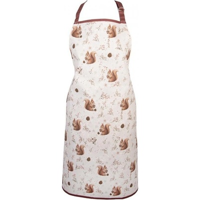 Clayre & Eef Béžová bavlněná zástěra s veverkami Tiny Squirrel