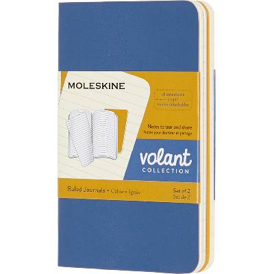 Тетрадки с редове Moleskine Volant XS сини и жълти 2 бр (QP701B41M17)