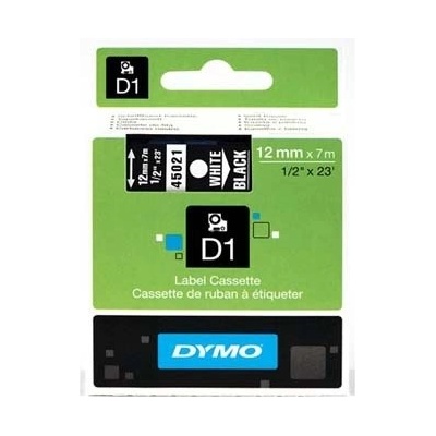 Dymo originální páska do tiskárny štítků, Dymo, 45021, S0720610, bílý tisk/černý podklad, 45021