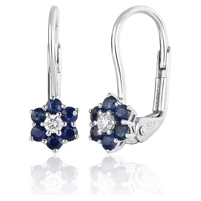 Gems, Visací náušnice Florisia II, bílé zlato s brilianty a safíry, 585-38-3-1096.1B00.0.00.HSI.602.08