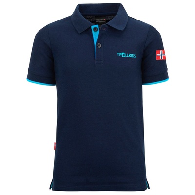 Trollkids Детска поло тениска Trollkids Kid's Bergen Polo XT Polo shirt - Navy / Light Blue - размер 152 (EU) (704-1800-0218)