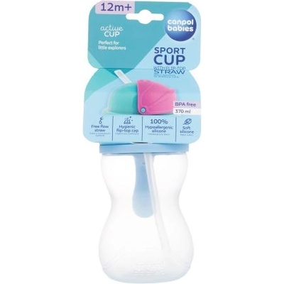 Canpol babies Active Cup Sport Cup With Flip-Top Straw Blue спортна бутилка със сламка 370 ml