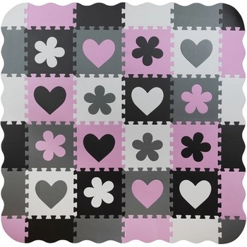 ISO Kontrastní pěnové puzzle 30 x 30 cm 36 ks černo šedo bílo růžové