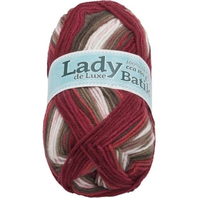 Příze LADY de Luxe BATIK - 100g / 238 m - bílá, šedohnědá, vínová