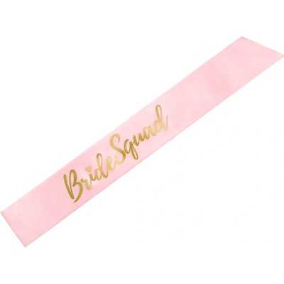 PartyDeco.pl Šerpa Bride Squad světle růžová se zlatým nápisem 75 cm