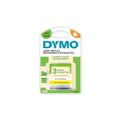 DYMO LetraTag páska 12mm x 4m, mix - biela papierová, žltá plastová, metalická strieborná S0721800