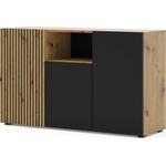BIM Furniture Комод auris 3d 135 см, дъб артисан/черен мат (auriskom3ddacmset)