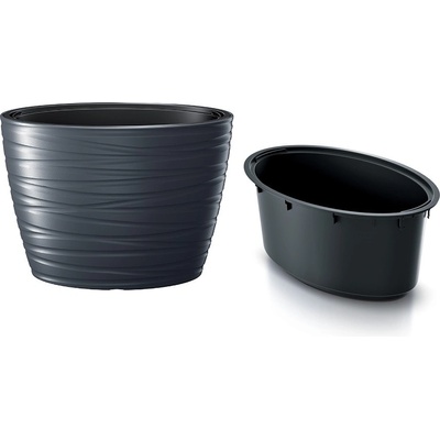 PROSPERPLAST Kvetináč oválny s vkladom MAZE antracit 58,5cm