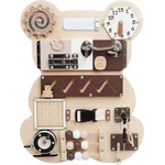 Ginger Home Дървен Бизи Борд Мече GINGER HOME, Монтесори Дъска за Фина Моторика, 30x39 см (W12D369)