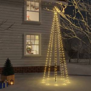 vidaXL Коледна елха с шип, топло бяло, 310 LED, 300 см (343554)