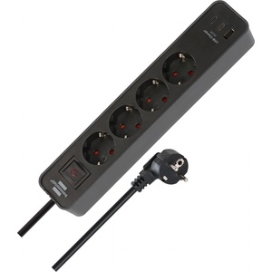 brennenstuhl Разклонител Brennenstuhl - Ecolor, 4 гнезда, 2x USB C & 1x USB A, 1.5 m, черен (1153240216)