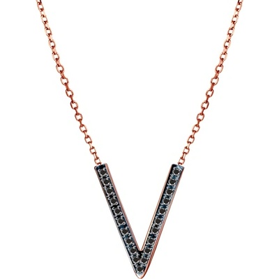 SAVICKI Колие с буква V: розово злато. диаманти