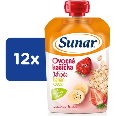 Sunar kašička ovocná kapsička banán, jahoda, ovsené vločky 12 x 120 g