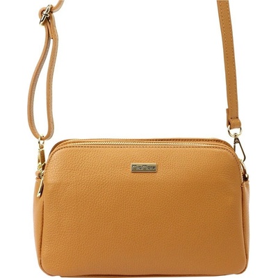 MiaMore Tříoddílová malá hněddá kožená crossbody kabelka no. 046