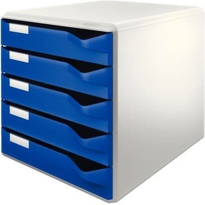 LEITZ Zásuvkový box na dokumenty, plastový, 5 zásuviek, "Standard", modrý