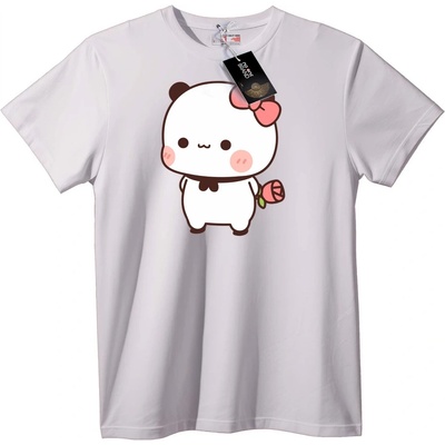 NOONEBRAND Тениска Сладка Панда с Розова Панделка - 2XL, White