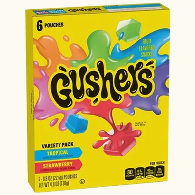 Betty Crocker Gushers bonbonky s příchutí tropického ovoce a jahody 136 g