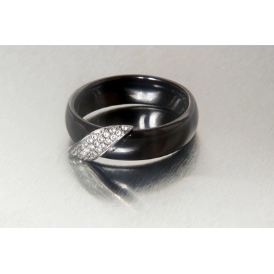 Prosperk Prsten keramický s krystalky black vibe 28005