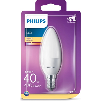 Philips žárovka LED svíčka, 5,5W, E14, teplá bílá