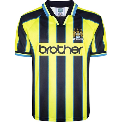 Score Draw Футболна фланелка Score Draw SD Manchester City Retro Away Shirt 1999 Adults - Yellow/Black
