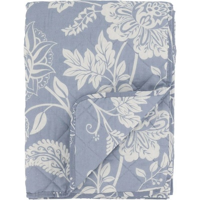 Chic Antique Modrý bavlnený prehoz s kvetmi Aix Quilt 130 x 180 cm