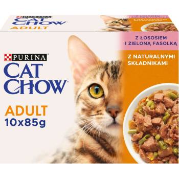 Cat Chow Adult losos a zelené fazuľky v želé 10 x 85 g
