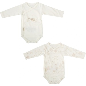 Bimbidreams Комплект бодита с дълъг ръкав Bimbidreams - Noe, 2 броя, 0-1 м, White/Linen (8435629204447) - baby