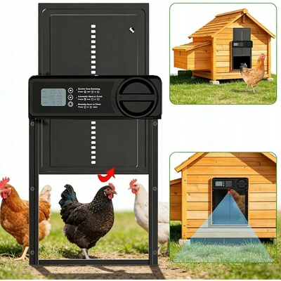 Dvířka pro slepice Masterfun solární regulátor LCD + dálkové ovládání