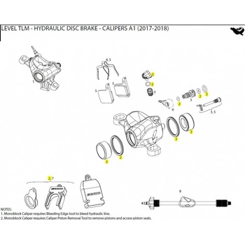 Sram Caliper Piston Kit 2-21 mm caliper pistons, seals