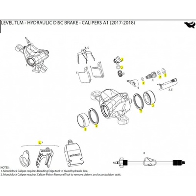 Sram Caliper Piston Kit 2-21 mm caliper pistons, seals