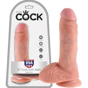 King Cock - дилдо с тестиси - 20 см - телесен цвят