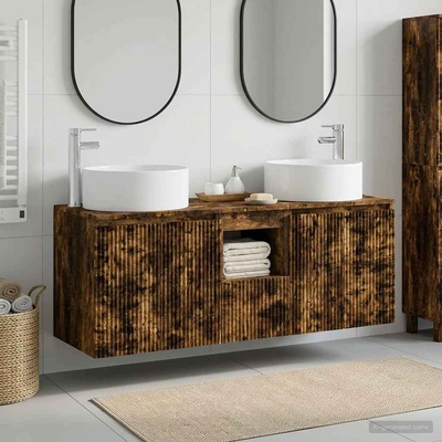 vidaXL Комплект шкафове за баня 3 бр. Опушен дъб 49, 5 x 44, 5 x 65, 5 см (3405742)