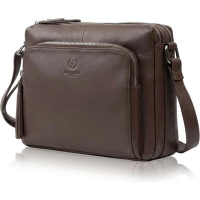 Tmavo hnedá dámska kožená crossbody kabelka Jacomina