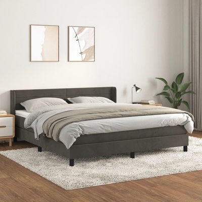 Petrashop 3131034 boxspring postel s matrací tmavě šedá samet