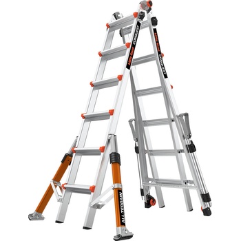 Little Giant Ladder Телескопична алуминиева стълба Little Giant Conquest 2.0 PRO M26, с обезопасителни релси, 4x6 стъпала (16336EN-018)