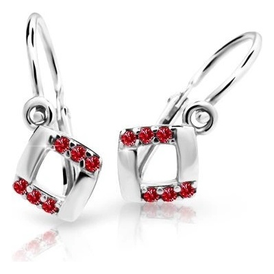 Danfil dětské náušnice C2268 z bílého zlata s kamínky Ruby Dark
