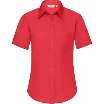 Fruit of the Loom F18•LADIES SHORT SLEEVE POPLIN SHIRT červená
