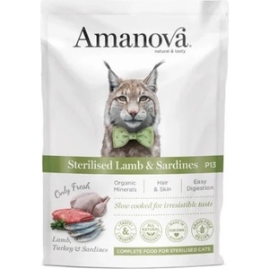 Amanova cat pouch p13 sterilised lamb sardines - пауч за кастрирани котки от всички породи, с Агнешко и сардини - 85 гр, Испания - 33580