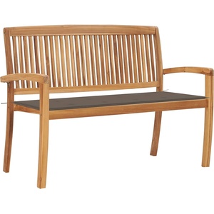 vidaXL Стифираща градинска пейка с възглавница, 128, 5 см, тик масив (3063287)